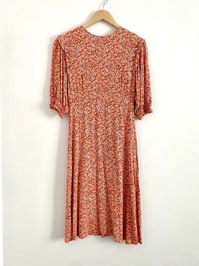 Floral Midi Dress with Ruffled Sleeves